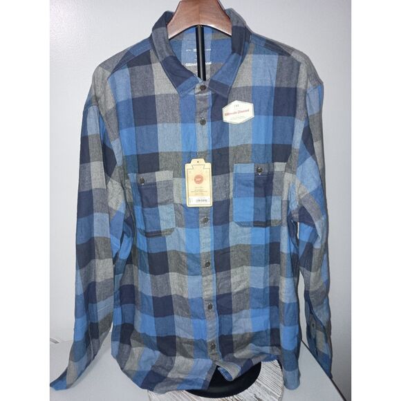 Urban Pipeline-Blue/Black Plaid Long-Sleeve Button Up Flannel Shirt, Men XXL NWT - Picture 1 of 6